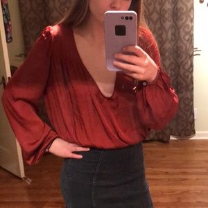 Free People NWOT burnt orange bodysuit